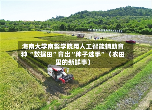 海南大学南繁学院用人工智能辅助育种 “数据田”育出“种子选手	”（农田里的新鲜事）-第2张图片