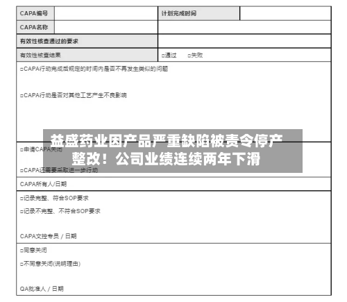 益盛药业因产品严重缺陷被责令停产整改！公司业绩连续两年下滑-第3张图片