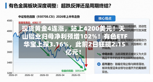 现货黄金4连涨，站上4200美元！天山铝业归母净利预增102%！有色ETF华宝上探3.16%，此前2日狂揽2.15亿元！-第2张图片