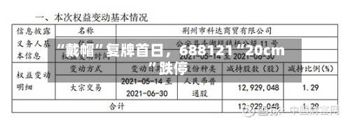 “戴帽”复牌首日，688121“20cm”跌停-第2张图片