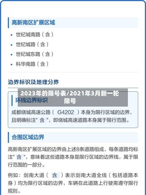 2023年的限号表/2021年3月新一轮限号