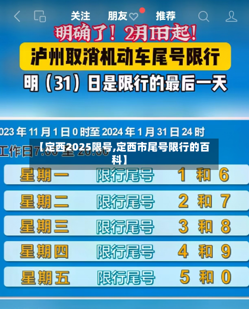 【定西2025限号,定西市尾号限行的百科】