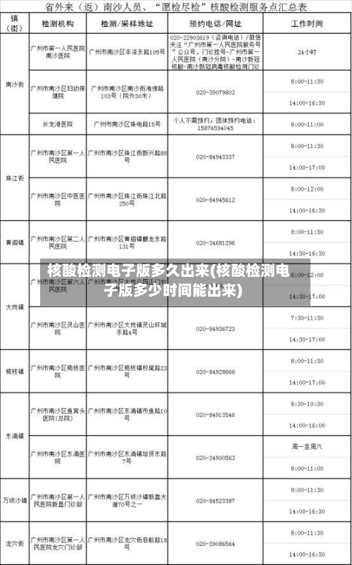 核酸检测电子版多久出来(核酸检测电子版多少时间能出来)-第2张图片