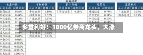 多重利好！1800亿券商龙头，大涨