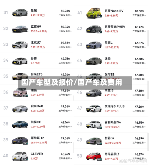 国产车型及报价/国产车及费用-第2张图片