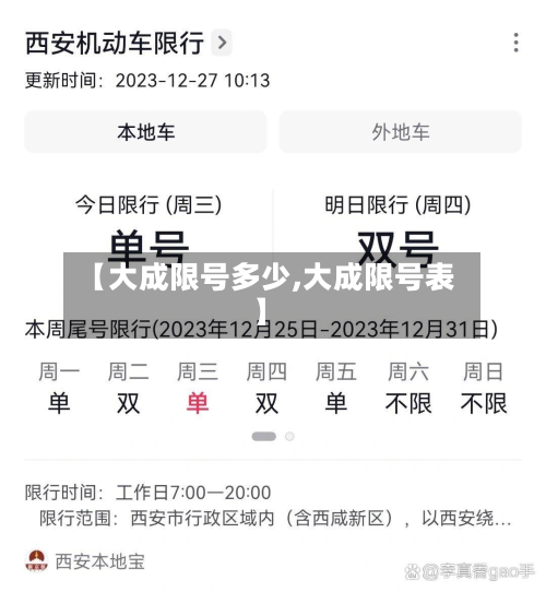 【大成限号多少,大成限号表】