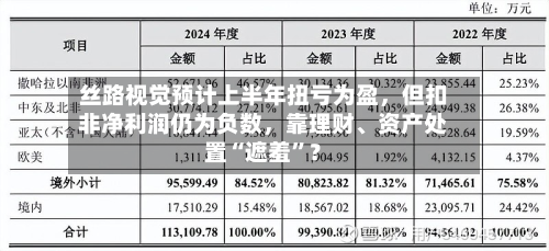 丝路视觉预计上半年扭亏为盈	，但扣非净利润仍为负数，靠理财、资产处置“遮羞”？-第3张图片
