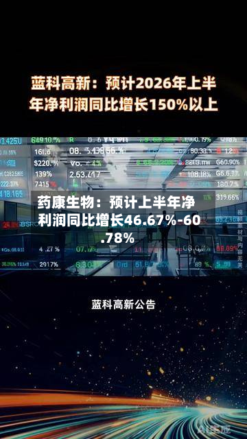 药康生物：预计上半年净利润同比增长46.67%-60.78%