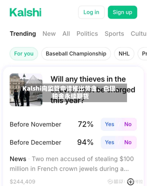 Kalshi向监管申请推出黄金、白银、铂金永续期货-第2张图片