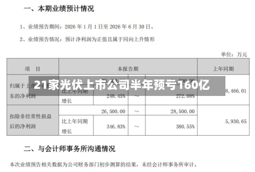21家光伏上市公司半年预亏160亿