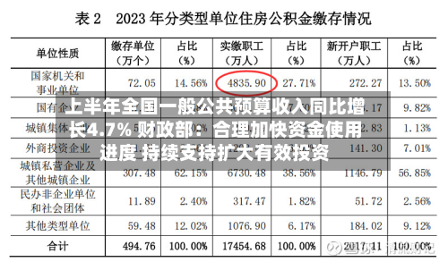 上半年全国一般公共预算收入同比增长4.7% 财政部：合理加快资金使用进度 持续支持扩大有效投资-第2张图片