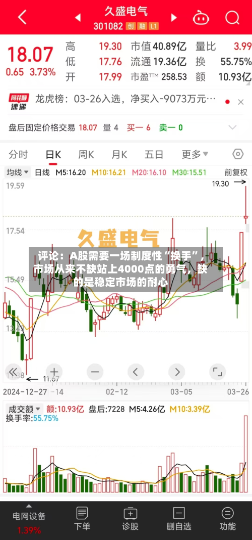 评论：A股需要一场制度性“换手	”，市场从来不缺站上4000点的勇气，缺的是稳定市场的耐心-第1张图片