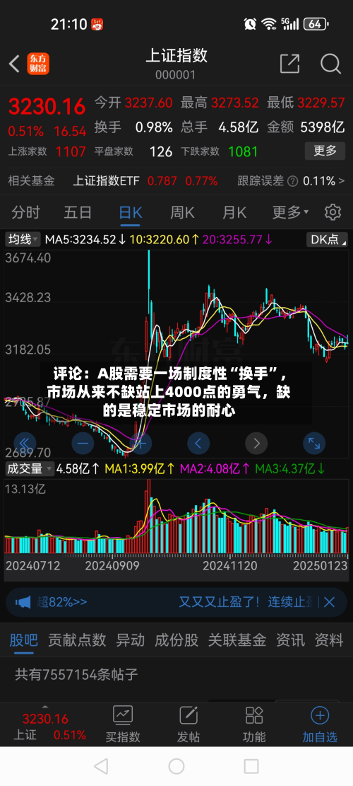 评论：A股需要一场制度性“换手”，市场从来不缺站上4000点的勇气	，缺的是稳定市场的耐心-第2张图片