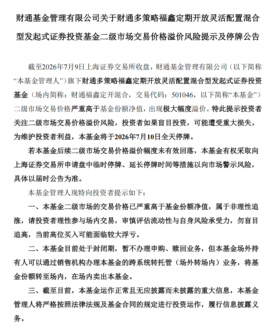 冠军LOF基金周五再次全天停牌：6月来39次停牌	，场内溢价仍超31%